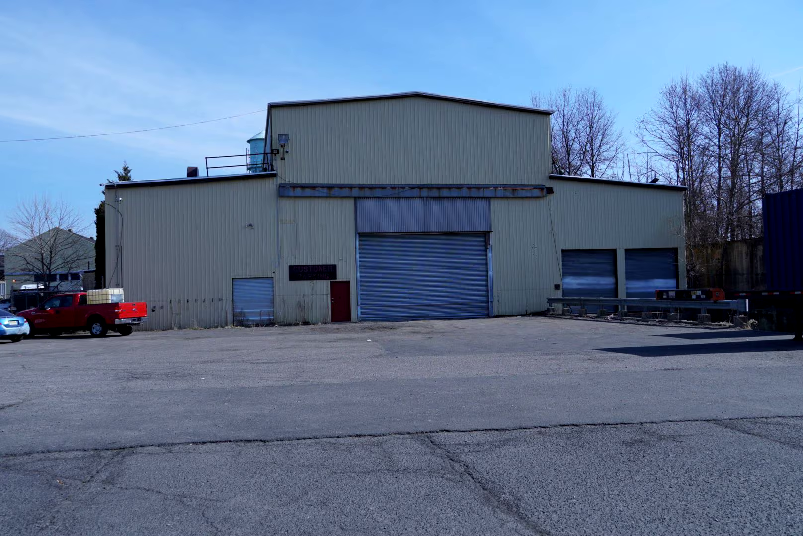 Warehouse Exterior with Drive-In Doors